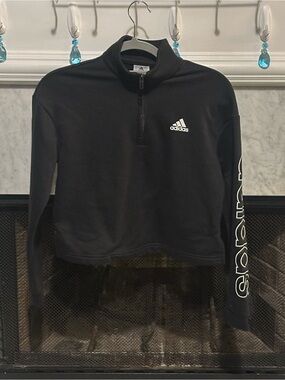 adidas Black Women's Hoodie with Logo Tag